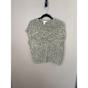 H&M Womens Green Sweater Medium short sleeve polyester round neck knit